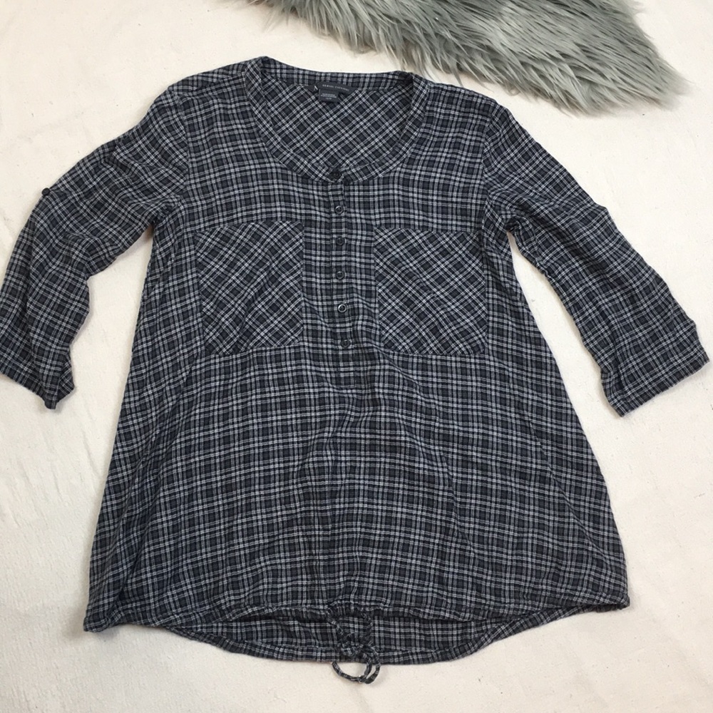 Armani Exchange Plaid flannel Henley Tunic